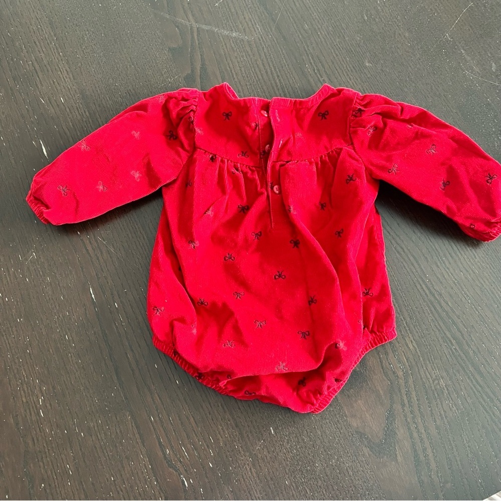 Carters Red Ribbon Patterned Bubble Romper 6m - Picture 3 of 4
